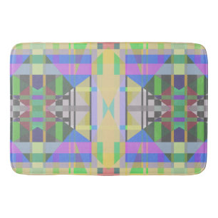 Tapis De Bain Jaune bleu violet géométrique