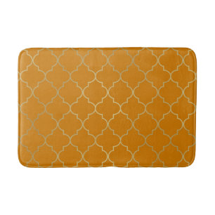 Tapis De Bain Jaune Curcuma & Or Motif Quatrefoil