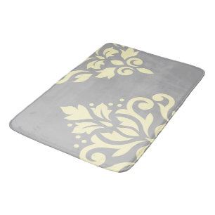 Tapis De Bain Jaune de l'art I de damassé de rouleau sur le gri