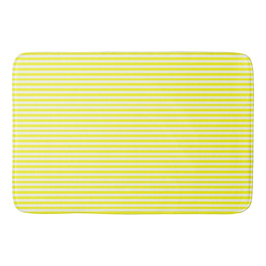 Tapis De Bain Jaune ensoleillé et rayures blanches (Devant)