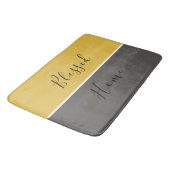 Tapis De Bain Jaune Gris Doré Moderne Élégant Script Décor (Angle)