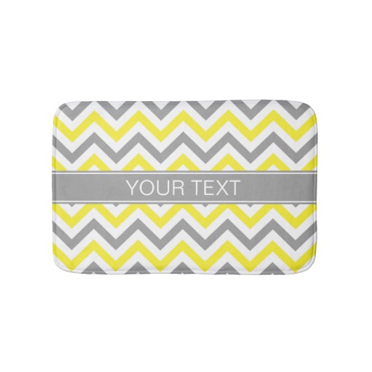 Tapis De Bain Jaune Gris Foncé Blanc Grand Chevron Gris Monogram (Devant)