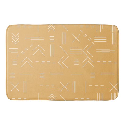 Tapis De Bain Jaune moderne Boho Monogramme géométrique personna (Devant)
