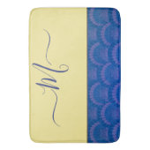 Tapis De Bain Jaune moderne Côte Bleu Coquillages Monogramme Bai (devant Vertical)