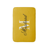 Tapis de bain jaune moutarde avec monogramme de no (Devant (Vertical))