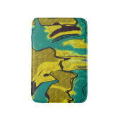 Tapis De Bain Jaune Moutarde Téal Abstrait (Devant (Vertical))