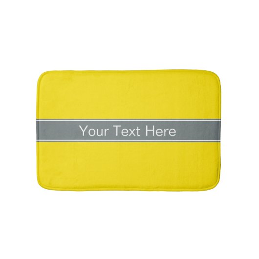 Tapis De Bain Jaune Uni, Monogramme de Ruban Gris Charbon (Devant)