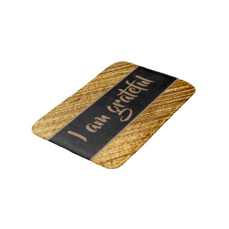 Tapis de bain Je suis reconnaissant Or Marron Desi