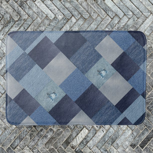 Tapis De Bain Jeans Patchwork Denim Fabric