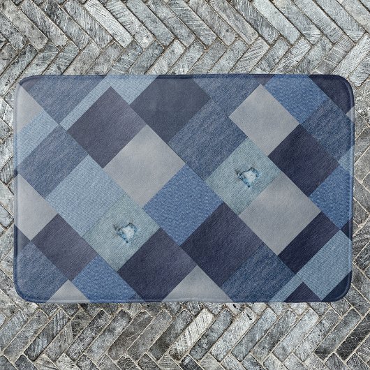 Tapis De Bain Jeans Patchwork Denim Fabric