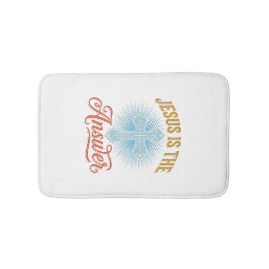 Tapis De Bain Jésus est la réponse Croix chrétienne Vector Desig (Devant)