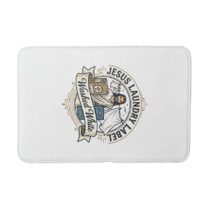 Tapis De Bain Jesus Étiquette de Lavage Lavé Blanc Jesus Lavage