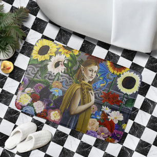 Tapis De Bain Jeune Fée Dragon Enchantée Jardin Fleur Fantasy