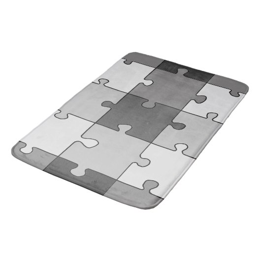 Tapis De Bain Jigsaw Puzzle Gris Tons (Angle)