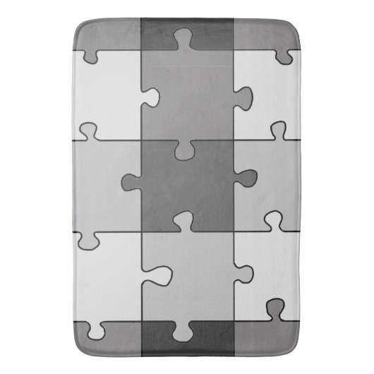 Tapis De Bain Jigsaw Puzzle Gris Tons (devant Vertical)