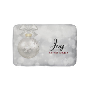 Tapis De Bain Joie au monde Élégant bal de Noël en argent