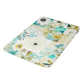 Tapis De Bain Joli Art folklorique Fleurs blanches et turquoise (Angle)