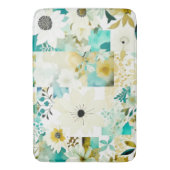 Tapis De Bain Joli Art folklorique Fleurs blanches et turquoise (devant Vertical)