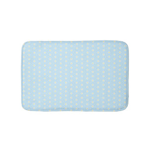Tapis De Bain Joli bleu clair jaune blanc motif fleur marguerite