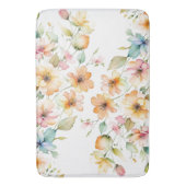Tapis De Bain Joli Boho Orange rose Aquarelle Fleurs sauvages (devant Vertical)
