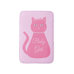 Tapis De Bain Joli chat fille rose sur mesure