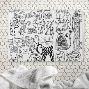 Tapis De Bain Joli chat noir et blanc amusant