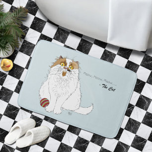 Tapis De Bain Joli chat persan fluffy drôle miaou bleu