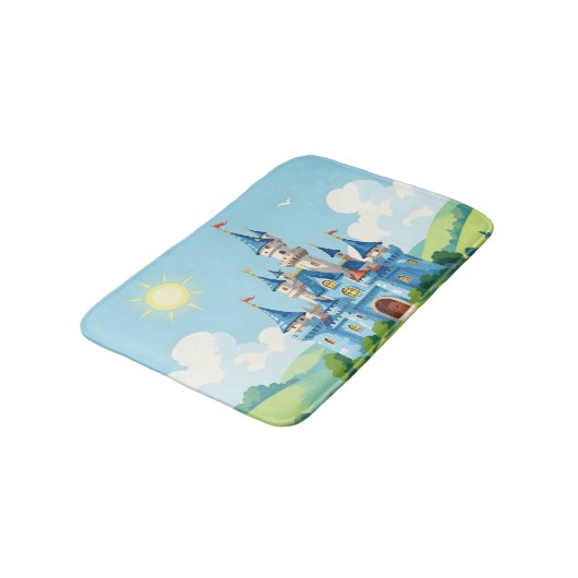 Tapis De Bain Joli château bleu et blanc (Angle)