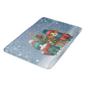 Tapis De Bain Joli chiot de Noël & chaton (Angle)