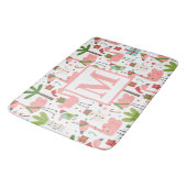Tapis De Bain Joli Flamant Rose Noël Monogramme Initiale (Angle)