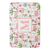 Tapis De Bain Joli Flamant Rose Noël Monogramme Initiale (devant Vertical)