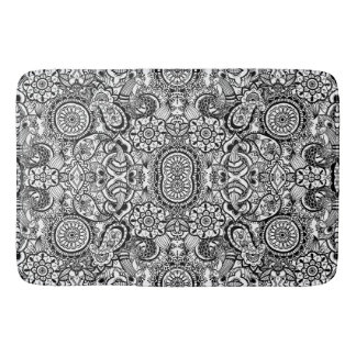 Tapis De Bain Joli floral paisley noir blanc