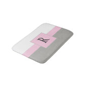 Tapis De Bain Joli Monogramme rose blanc et gris (Angle)