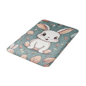Tapis De Bain Joli motif blanc lapin (Angle)