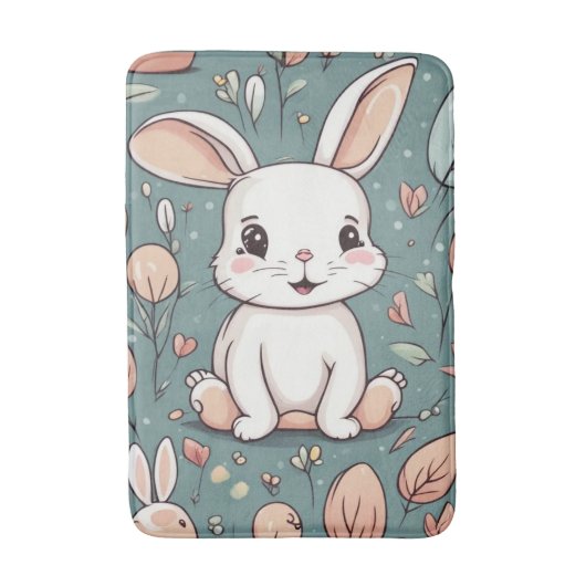 Tapis De Bain Joli motif blanc lapin (Devant (Vertical))