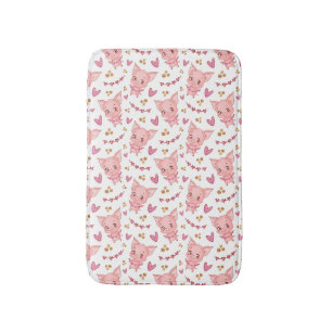 Tapis De Bain Joli Motif De Cochon Avec Coeurs