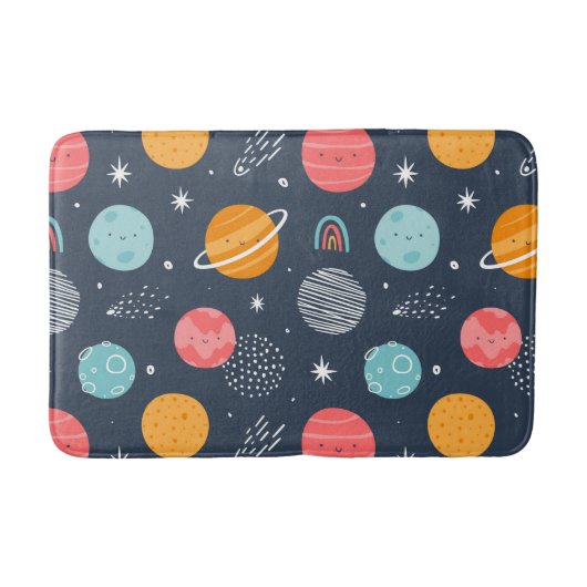 Tapis De Bain Joli Motif Planète Souriante (Devant)