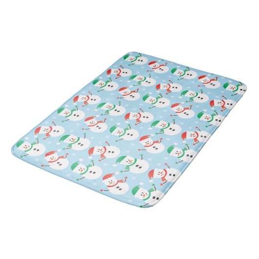Tapis De Bain Joli Noël Snowman Snowflake Motif (Angle)