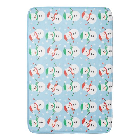 Tapis De Bain Joli Noël Snowman Snowflake Motif (devant Vertical)