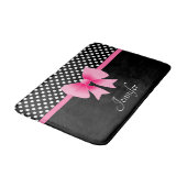Tapis De Bain Joli Nœud Rose Points Noirs Et Blancs (Angle)