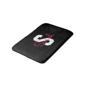 Tapis De Bain Joli nom et monogramme | Noir blanc et rose (Angle)