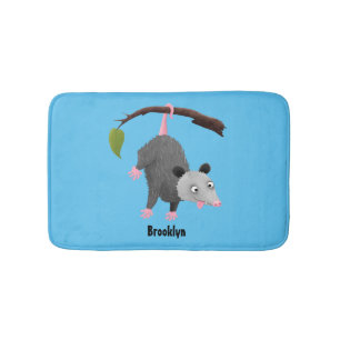 Tapis De Bain Joli opossum accroché à la branche dessin animé