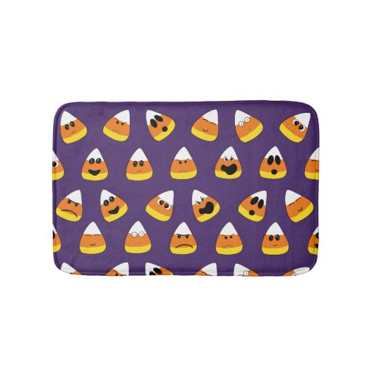 Tapis De Bain Joli orange violet Halloween Emoji Candy Corn (Devant)