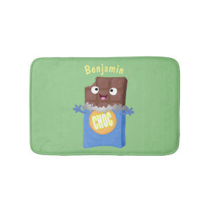 Tapis De Bain Joli personnage de dessin animé de barre chocolaté