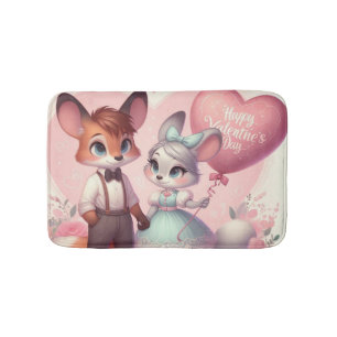 Tapis De Bain Joli renard de caricature Saint Valentin