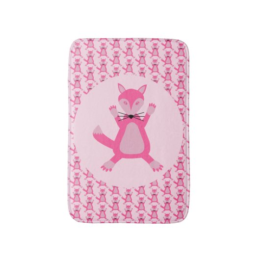 Tapis De Bain Joli rose bébé fille Fox Patterned (Devant (Vertical))