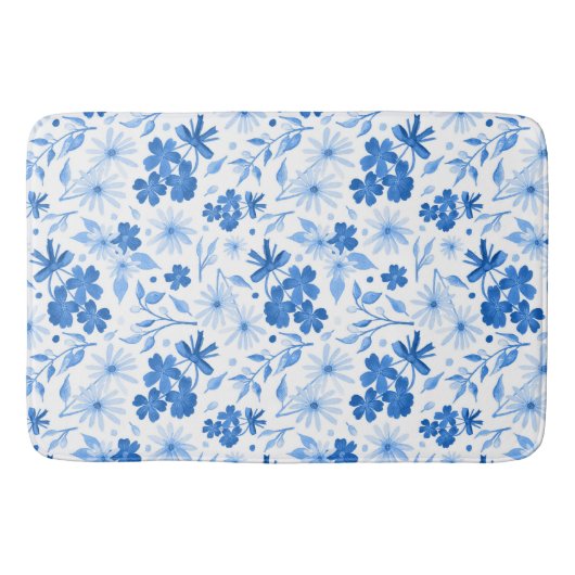 Tapis De Bain Joli rustique Pays Bleu Floral Botanique (Devant)