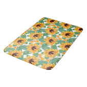 Tapis De Bain Joli tournesol Jaune et Motif vert (Angle)