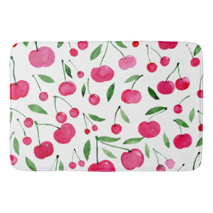 Tapis De Bain Jolie aquarelle rouge cerises motif