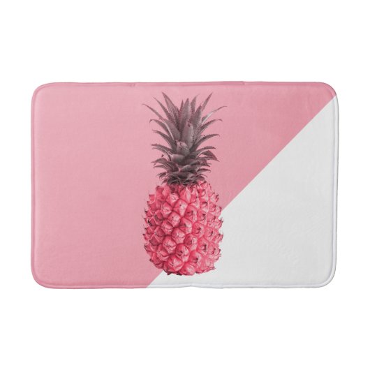 Tapis De Bain Jolie ceinture tropicale rose et blanc ananas (Devant)